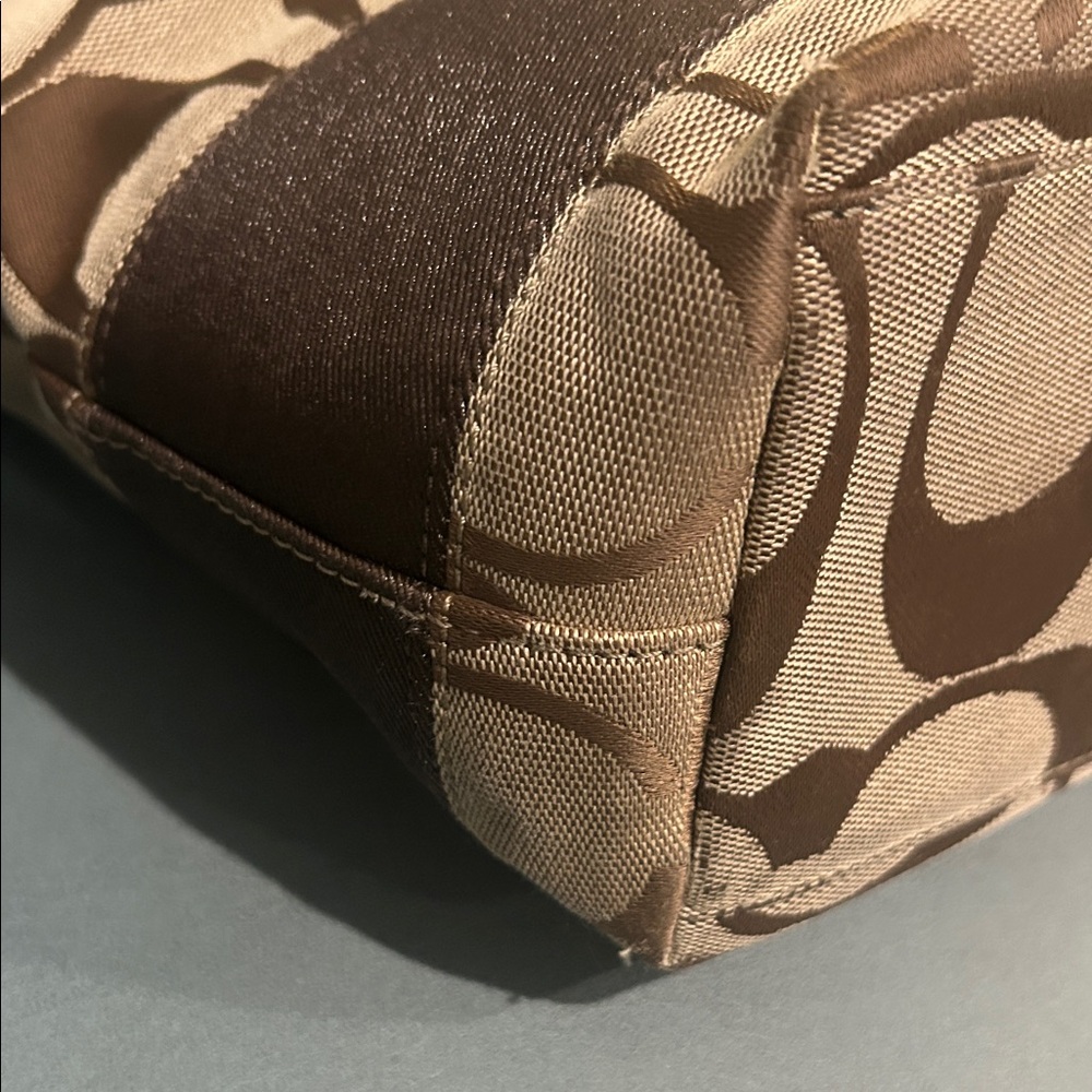 Coach Y2K Tan and Brown Signature Stripe Collection Tote /Wallet Set comes w/COA - Picture 10 of 16